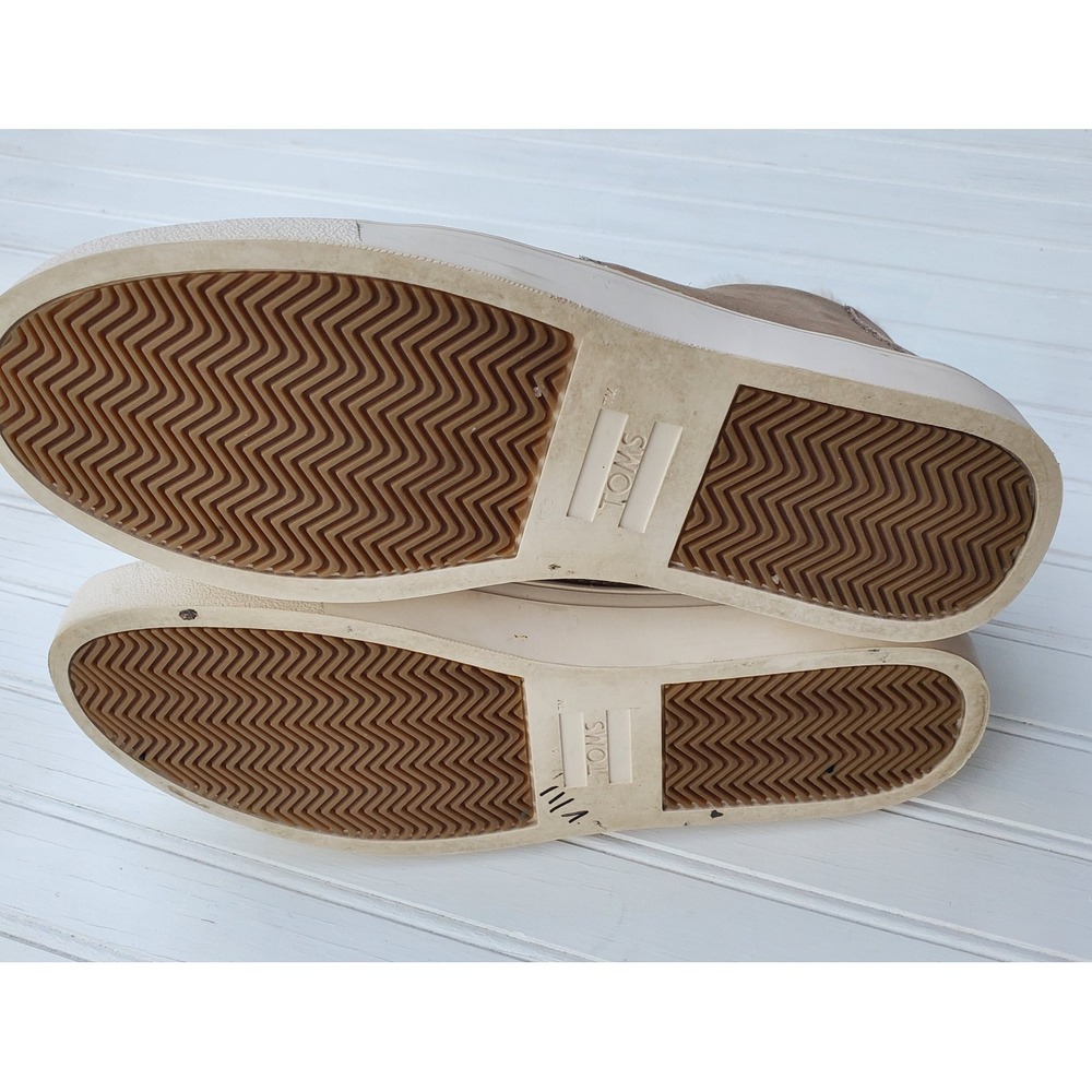 TOMS Paxton Taupe Brown Nubuck Faux Fur Lined Slip On Sneaker Boots Womens 9 - Picture 5 of 6